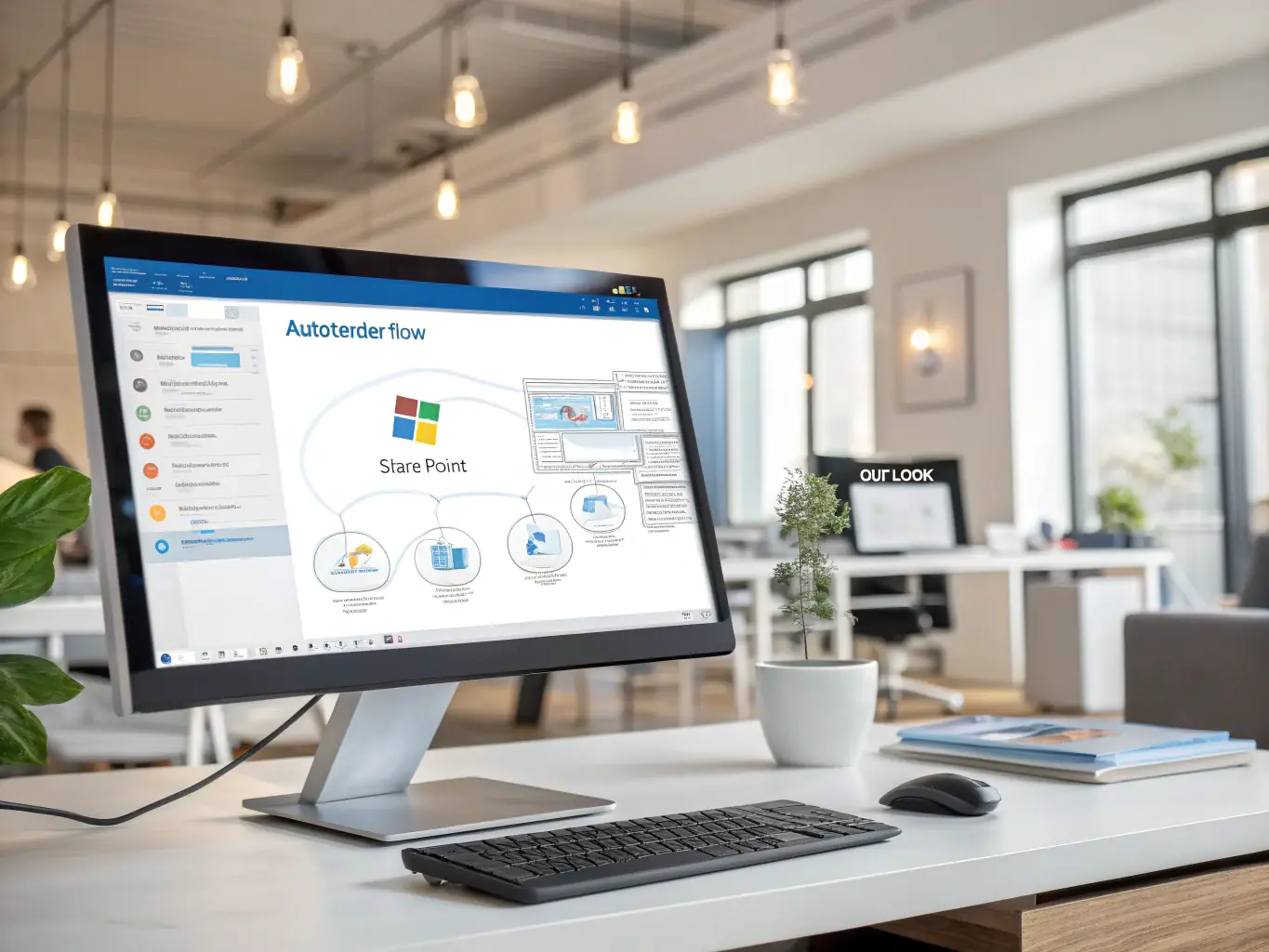An illustrative image depicting automated business processes, showcasing workflows, chatbots, and integrated systems, emphasizing the efficiency and scalability of Mirror Minds LLC's automation solutions.