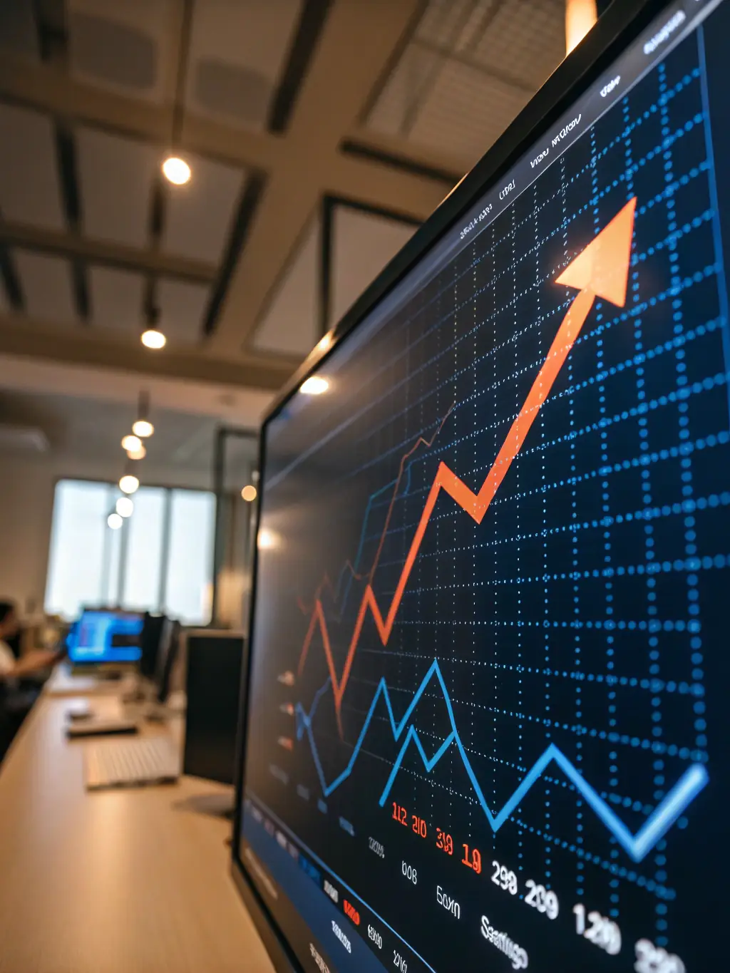A vibrant image showcasing a business graph trending upwards, symbolizing growth and success achieved through effective digital marketing strategies.