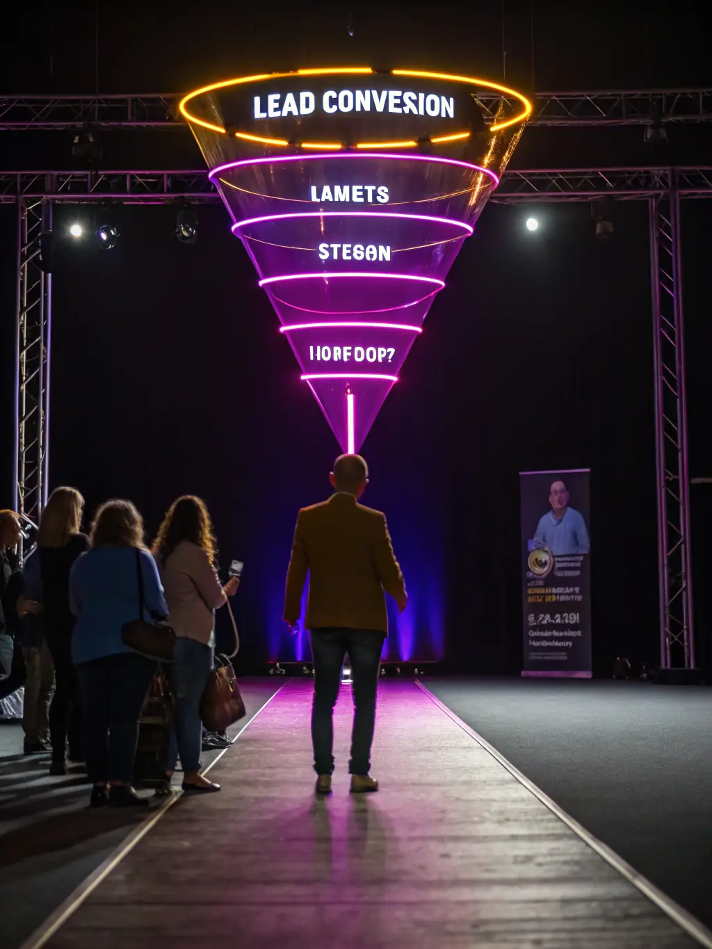 A visual representation of a lead generation funnel, showcasing the process of converting prospects into loyal customers through automation.