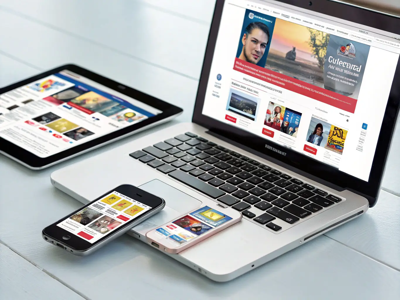 A dynamic image showcasing targeted advertising campaigns, with various ad formats displayed on different devices, illustrating the reach and precision of Mirror Minds LLC's advertising services.